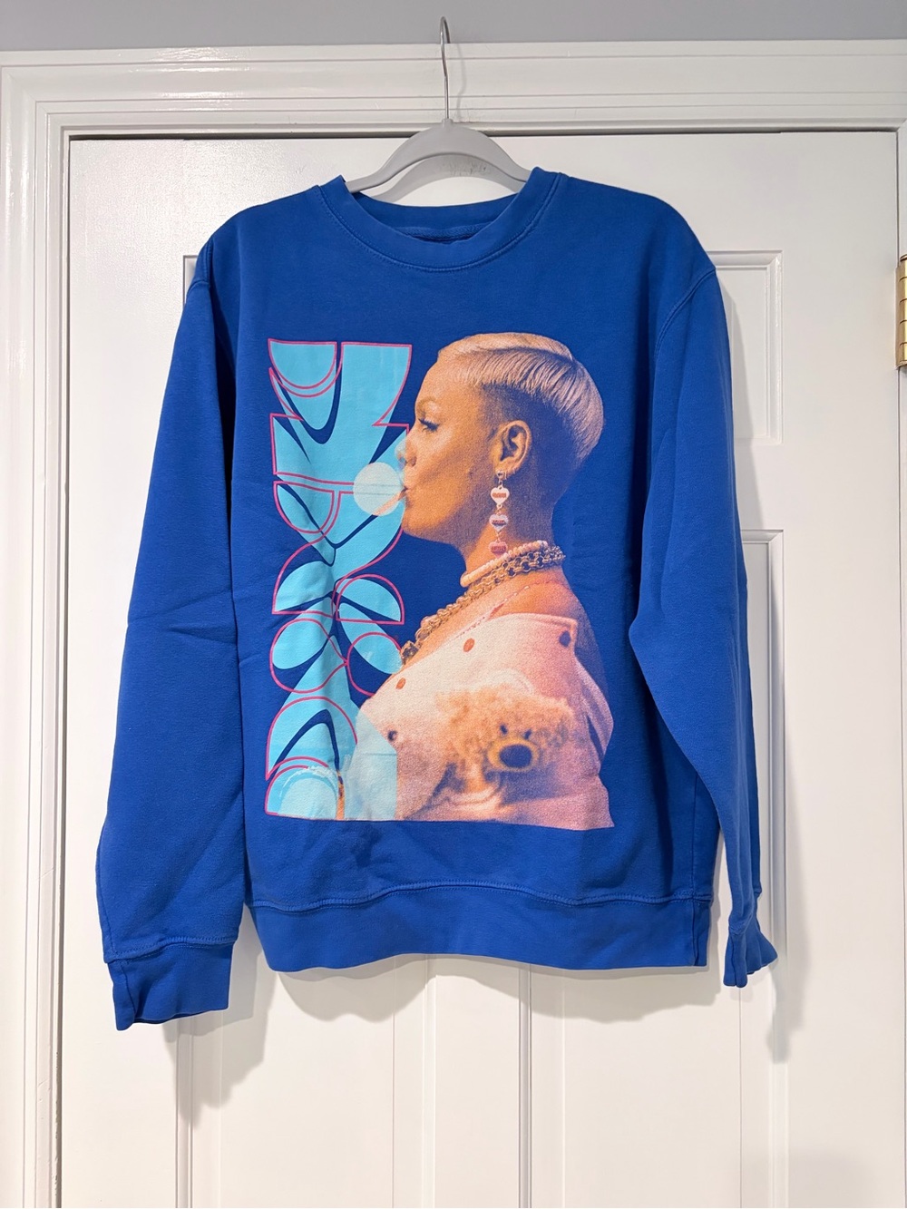 P!NK Trustfall 2023 Graphic Crewneck Sweatshirt Blue Adult Medium